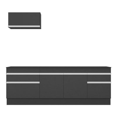 Armário De Cozinha 220cm Com Rodapé Multimóveis Preto/branco