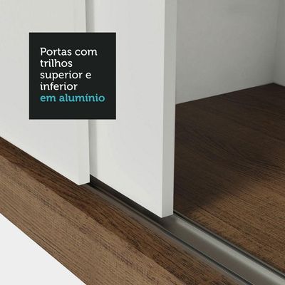 Guarda-roupa Casal 3 Portas Correr Espelho Rustic/branco