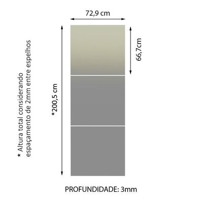 Kit Madesa com 3 Espelhos de 66,7 x 72,9cm para Guarda-Roupa