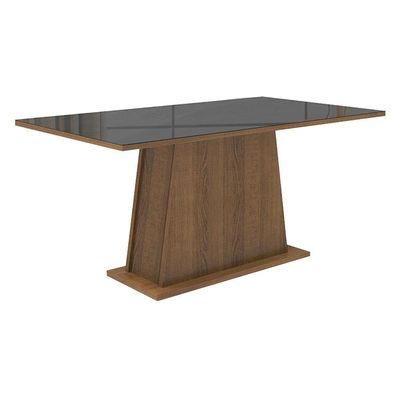 Mesa Jantar Vidro 6 Cadeiras Rustic-Preto-Oxford