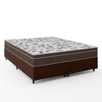 Cama Box Casal Queen Colchão Espuma Orthoface Polar 158X198X63Cm Marrom - Suporta Até 120Kg Marrom