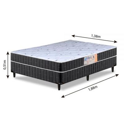 Cama Box Casal Conjugado Granada Umaflex Preto/branco Flor Preto/Branco Floral