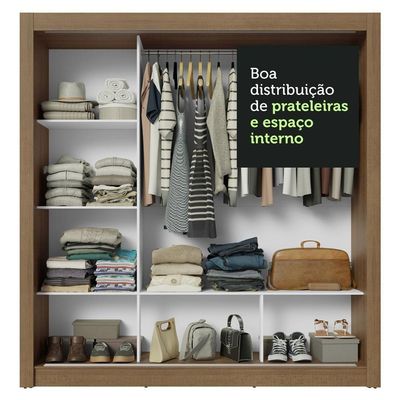Guarda-roupa Casal 3 Portas Correr Espelho Rustic Nobre