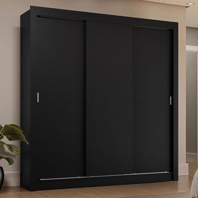 Guarda-roupa Casal 3 Portas Correr Preto Madesa