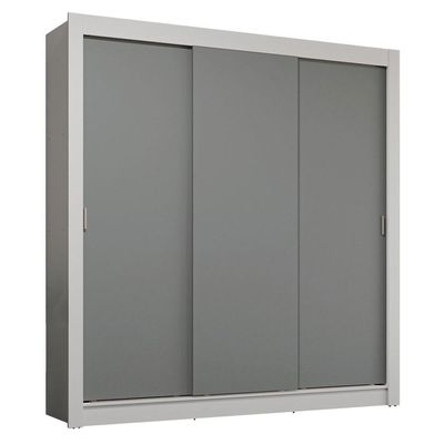 Guarda-Roupa Casal 3 Portas Correr Branco/Cinza