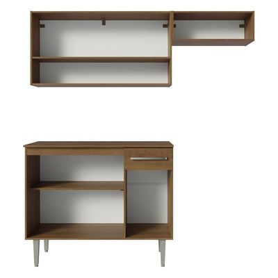 Armário Cozinha Compacta 165cm Rustic-Cinza Emilly 07