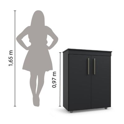Armário Multiuso Organizador Office 2 Portas Preto Batrol Preto