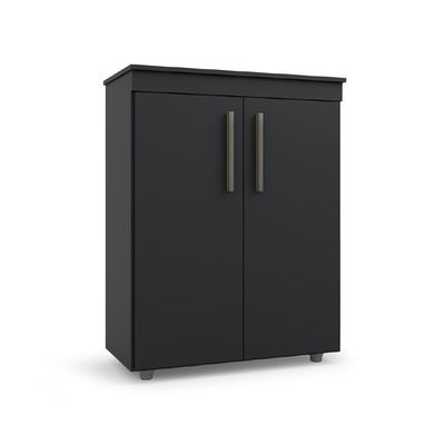 Armário Multiuso Organizador Office 2 Portas Preto Batrol Preto