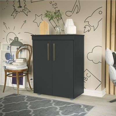 Armário Multiuso Organizador Office 2 Portas Preto Batrol Preto