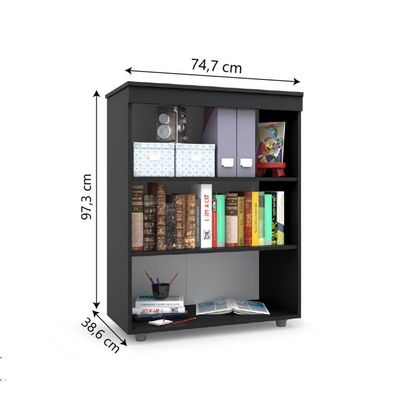 Armário Multiuso Organizador Office 2 Portas Preto Batrol Preto