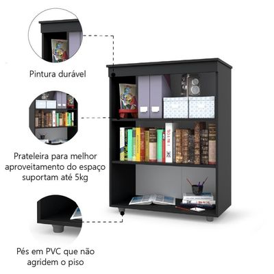 Armário Multiuso Organizador Office 2 Portas Preto Batrol Preto