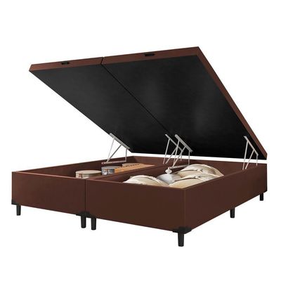 Cama Box  Baú Queen 1,58m  41cm Altura Prince Suede Marrom