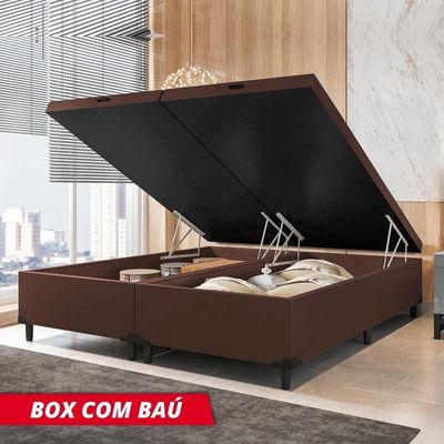 Cama Box  Baú Queen 1,58m  41cm Altura Prince Suede Marrom