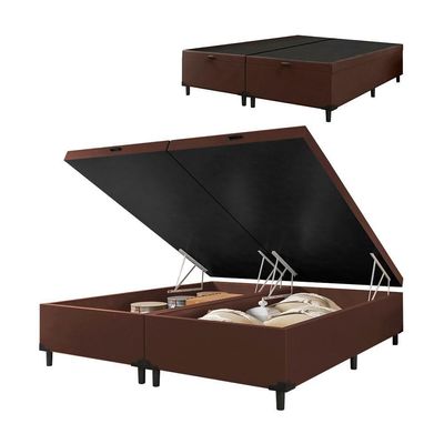 Cama Box  Baú Queen 1,58m  41cm Altura Prince Suede Marrom