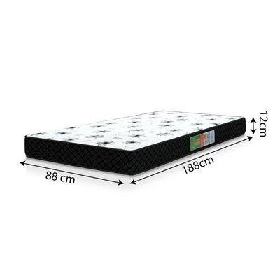 Cama Box Solteiro Colchão Espuma 88x188x50cm Polar Branco / Preto Preto