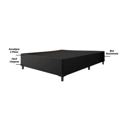 Cama Box Casal 1,38m Com 38cm De Altura Suede Prince Preto Preto