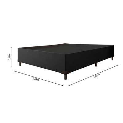 Cama Box Casal 1,38m Com 38cm De Altura Suede Prince Preto Preto