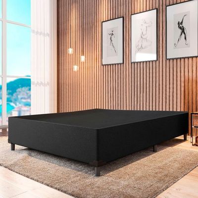 Cama Box Casal 1,38m Com 38cm De Altura Suede Prince Preto Preto