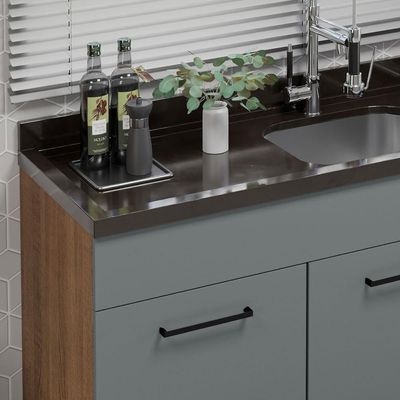 Balcão Gabinete De Pia Madesa Agata 150 Cm 2 Portas E 2 Gavetas (sem Tampo E Pia) - Rustic/cinza