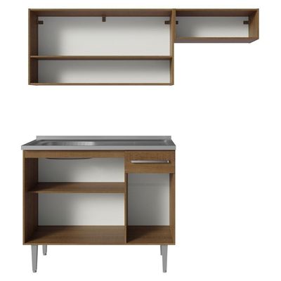 Armário Cozinha Compacta 165cm Pia Rustic-Cinza