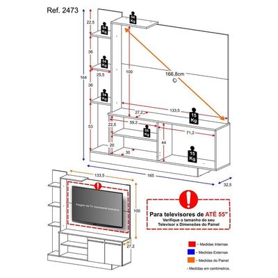Home Theater Denver TV até 55" Preto Multimóveis
