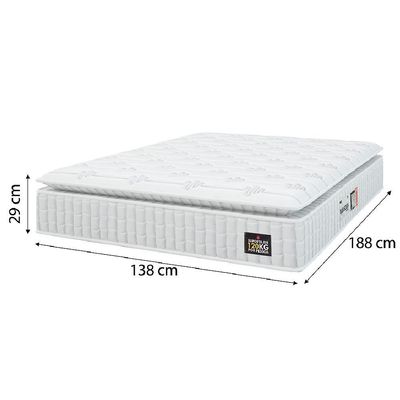 Cama Box Colchão Casal Espuma D33 Vangogh Pillow Top 138x188x67cm Branco-Cinza Hellen Suporta até 120kg por Pessoa