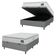 Cama Box Baú Colchão Casal Espuma D45 Lazio Pillow Top 138x188x70cm Branco-Cinza Hellen Suporta até 120kg por Pessoa