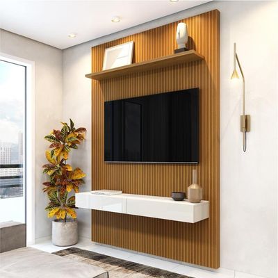 Painel TV Até 55" Ripado Egeo Com Nicho 1,35m Cedro