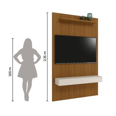 Painel TV Até 55" Ripado Egeo Com Nicho 1,35m Cedro