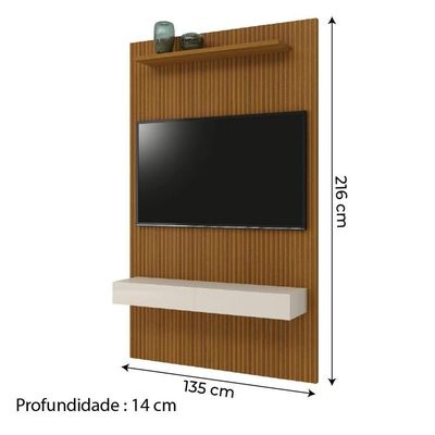Painel TV Até 55" Ripado Egeo Com Nicho 1,35m Cedro