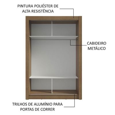 Guarda-Roupa Solteiro 2 Portas Correr Rustic/Branco