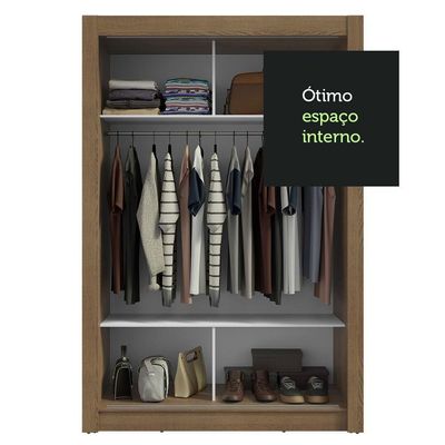 Guarda-Roupa Solteiro 2 Portas Correr Rustic/Branco