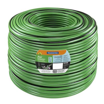 Mangueira Flex Para Jardim Tramontina Verde Com Faixa Preta Em Pvc 4 Camadas 100 M