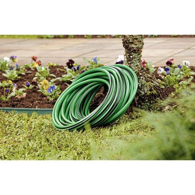 Mangueira Flex Para Jardim Tramontina Verde Com Faixa Preta Em Pvc 4 Camadas 100 M
