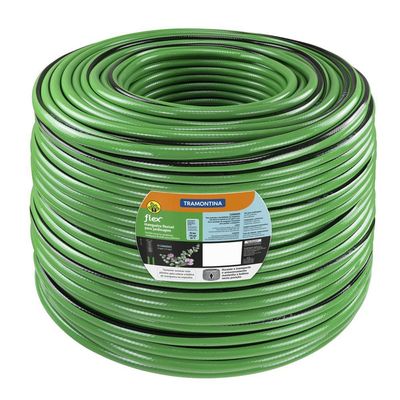 Mangueira Flex Para Jardim Tramontina Verde Com Faixa Preta Em Pvc 4 Camadas 300 M
