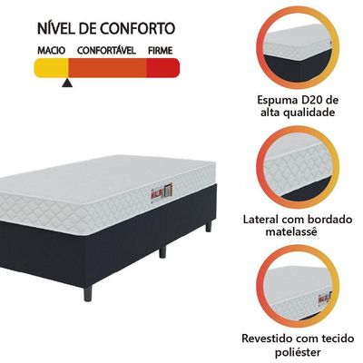 Cama Box Solteiro Espuma D20 Malibu 88x188x50cm
