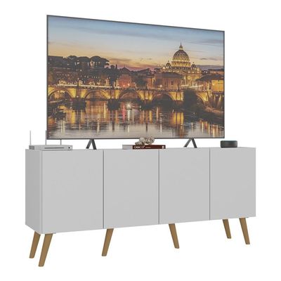 Rack Retrô Para Tv Até 50 Polegadas  Mp1071 Branco natural