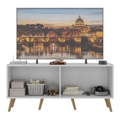 Rack Retrô Para Tv Até 50 Polegadas  Mp1071 Branco natural