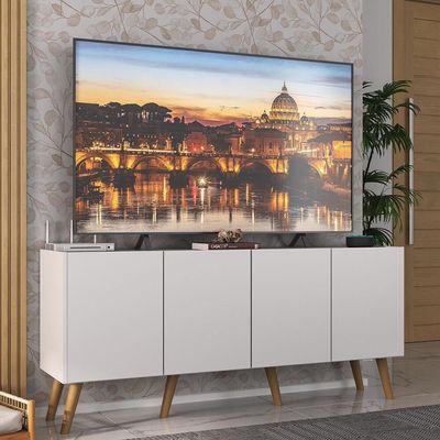 Rack Retrô Para Tv Até 50 Polegadas  Mp1071 Branco natural