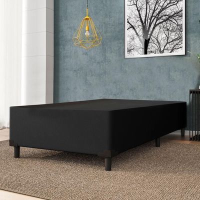 Cama Box Solteiro 0,88m E 38cm De Altura Suede Prince Preto