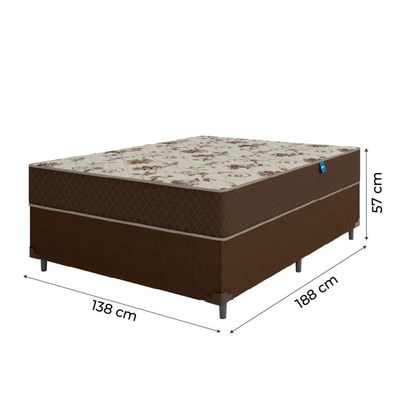 Cama Box Casal Colchão Espuma D33 Marquês 138X188X57Cm Marrom Umaflex - Suporta Até 90Kg Por Pessoa