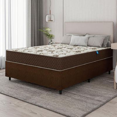 Cama Box Casal Colchão Espuma D33 Marquês 138X188X57Cm Marrom Umaflex - Suporta Até 90Kg Por Pessoa