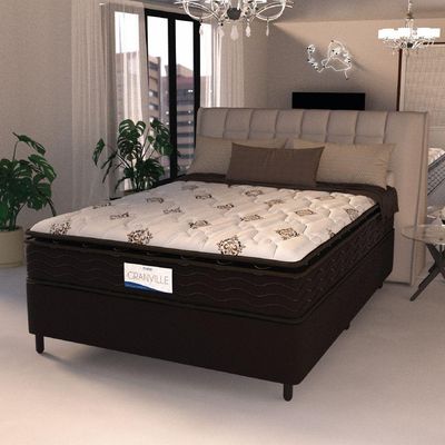 Cama Box Colchão Casal Molas Ensacadas Granville 138x188x66cm Marrom/branco Probel Marrom/branco
