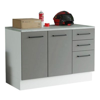 Balcão Multiuso 120cm 2 Portas 3 Gavetas Branco