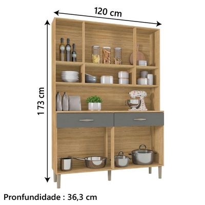 Armário Cozinha Completa 8 Portas 2 Gavetas Golden