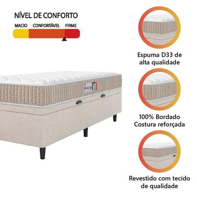 Cama Box Baú Solteiro Colchão Espuma D33 New Millenium