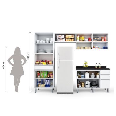 Armário Cozinha Completa Top Class 4 Peças Com Balcão Branco Branco