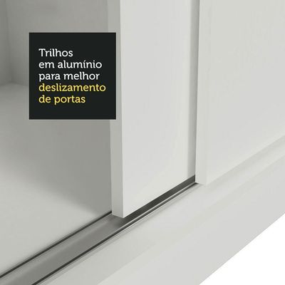 Guarda-roupa 2 Portas De Correr De Espelho Branco Max Madesa Branco