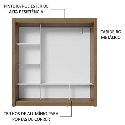 Guarda-roupa Casal 3 Portas Correr Espelho Rustic/preto