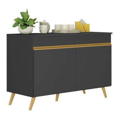 Balcão Cozinha Gabinete Pia 120 Cm Mp3738 Preto
